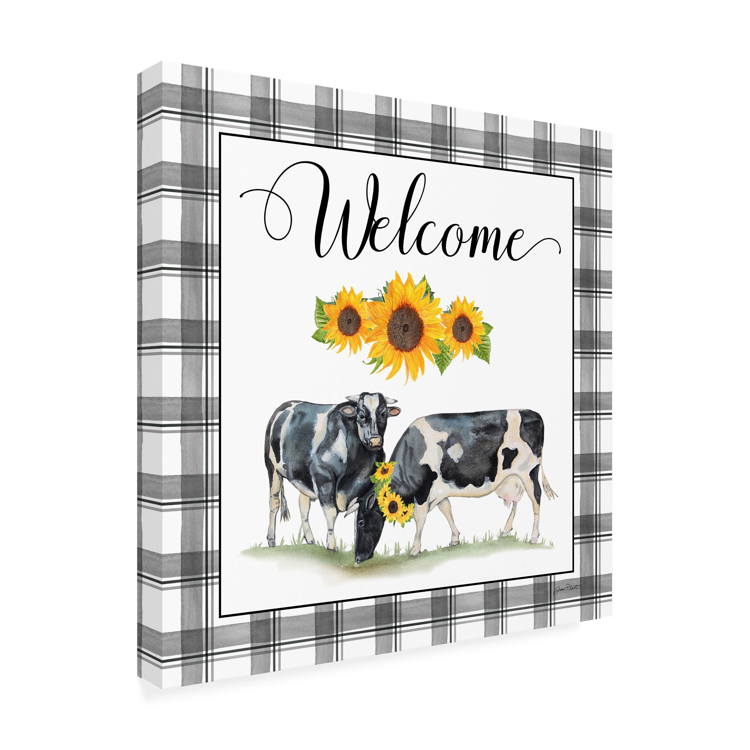 Canvas Wall Art - Jean Plout 'Lovely Plaid Sentiments C' Wall Art for Living Room, Bedroom, or Office DÃ©cor by Trademark Fine Art - 14 x 14 Inches