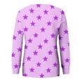 thumbnail image 5 of miqiqism Women Star Printed Sweatshirt Juniors Trendy Crew Neck Long Sleeve Shirt Teen Girls Casual Pullover Top Fall Y2K Tunic Clothes with Pockets,Purple,X-Large, 5 of 6