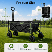ANSFIL Collapsible Wagon with Wheels, Wagons Carts Foldable Wagon Cart with Flexible Handle, Folding Utility Heavy Duty Wagons Carts for Grocery Shopping Garden