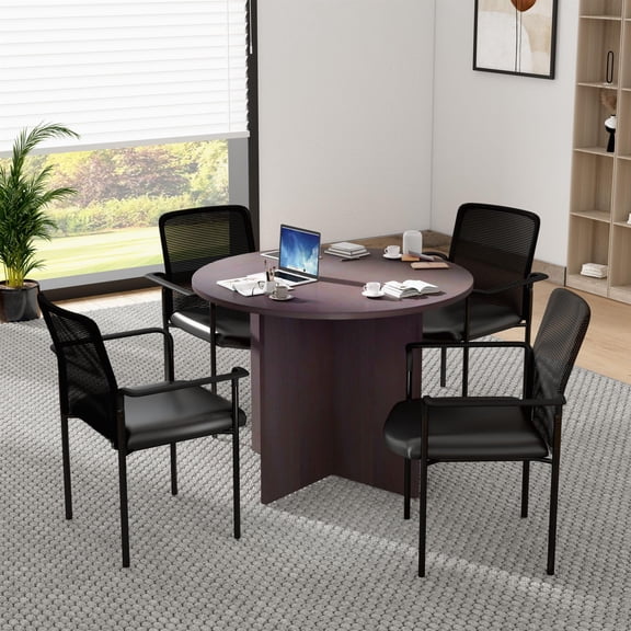 Boss Office Products 42"W Conference Table with 4 Chairs in Mocha