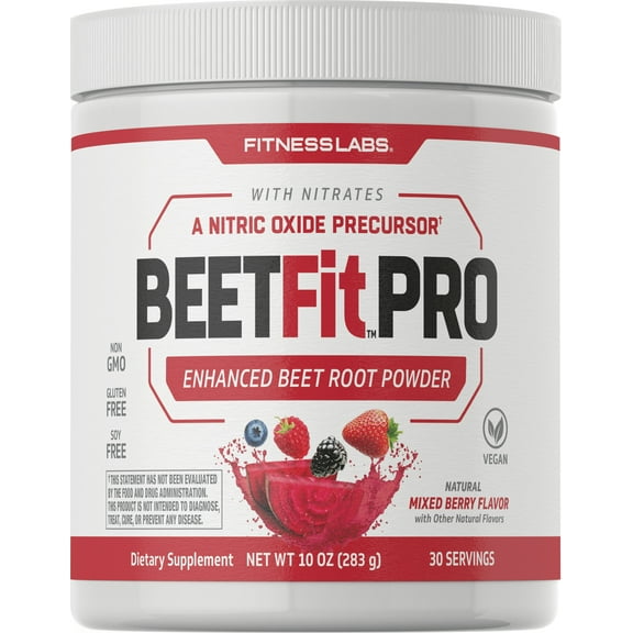 Beet Root Powder | 10oz | Nitric Oxide Precursor with Nitrates | Mixed Berry Flavor | by Fitness Labs