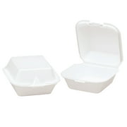 Genpak Snap-It Foam Hinged Sandwich Container, 5-4/5x5-2/3x3-1/8, White, 125/Bag, 4/CT
