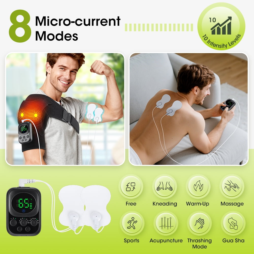 Heated Shoulder Brace, 6 Heat Settings Heating Pad for Shoulder, 5000mAh Battery Powered and Mobile App Remote Control, Heated Shoulder Wrap with Vibration for Women Men