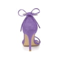thumbnail image 2 of BLISSFUL STEP Women's Shoes Stiletto Heels Rhinestone Ankle Tie Open Toe Faux Suede Party Sandals Purple 8, 2 of 7