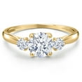 thumbnail image 3 of Gem Stone King 10K Yellow Gold White Zirconia 3-Stone Ring for Women | 1.72 Cttw | Round 6MM | Gemstone Birthstone | Size 5, 3 of 6