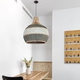 thumbnail image 6 of Arturesthome Minimalism Grey and WhiteTone Rattan Ceiling Light Fixture Woven Pendant Lampshade, 6 of 10