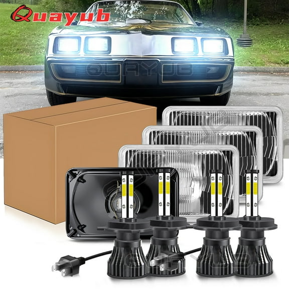 Quayub For 1977 1978 1979 1980 1981 Pontiac Firebird Trans AM 4x6" LED Headlights 4pcs