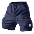 thumbnail image 6 of Men's Cargo Shorts Quick Dry Lightweight Athletic Shorts Elastic Waist Drawstring with Multi Zipper Pockets for Hiking Golf Workout Outdoor Summer Casual, 6 of 7