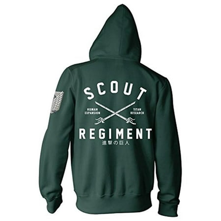 Ripple Junction Attack on Titan Adult Scout Regiment Fleece Military Zip Hoodie Dark Green