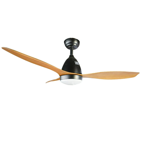 CITYLUZ PREMIUM FS-01V-0018-08A ASPAS TIPO MADERA / LUZ LED VENTILADOR DE TECHO NEGRO CON ASPAS COLOR MADERA CLARA 110CM X 35CM INCLUYE 1 UNIDAD