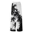thumbnail image 4 of LWavelet Women's Drawstring Waist Palm Tree Print Wide Leg Pants with Split Detail for Beach & Vacation Wear Black M, 4 of 8
