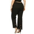 thumbnail image 7 of Women's Lace Floral Trim Pants Wide Leg Elastic Plus Size Casual Pants, 7 of 7