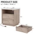 thumbnail image 2 of Gray Oak Nightstands with Charging Station, 2 Drawers & Open Shelf, Wide Bedside Tables for Bedroom, End Side Table, 2 of 7