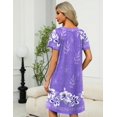 thumbnail image 4 of Ekouaer Robe for Women Short Zipper Floral Print Bathrobe Short Sleeve Pleated Neckline Robes Zip Up Comfy Night Gowns Soft Loungewear, 4 of 5