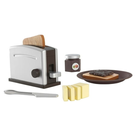 UPC: 0706943633731 | KidKraft Espresso Toaster Wooden Play Set with Pushable Toaster Handle and 8 Pieces