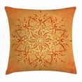 thumbnail image 1 of Lotus Throw Pillow Cushion Cover, African Tribal Ethnic Sun Pattern with Primitive Figures Icons Culture Artsy Print, Decorative Square Accent Pillow Case, 18 X 18 Inches, Dark Orange, by Ambesonne, 1 of 2