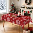 thumbnail image 3 of Nanqianyi Classic White Snowflake Christmas Tablecloth,60"x84",Waterproof Stain Resistant Rectangular Table Cover, 3 of 6