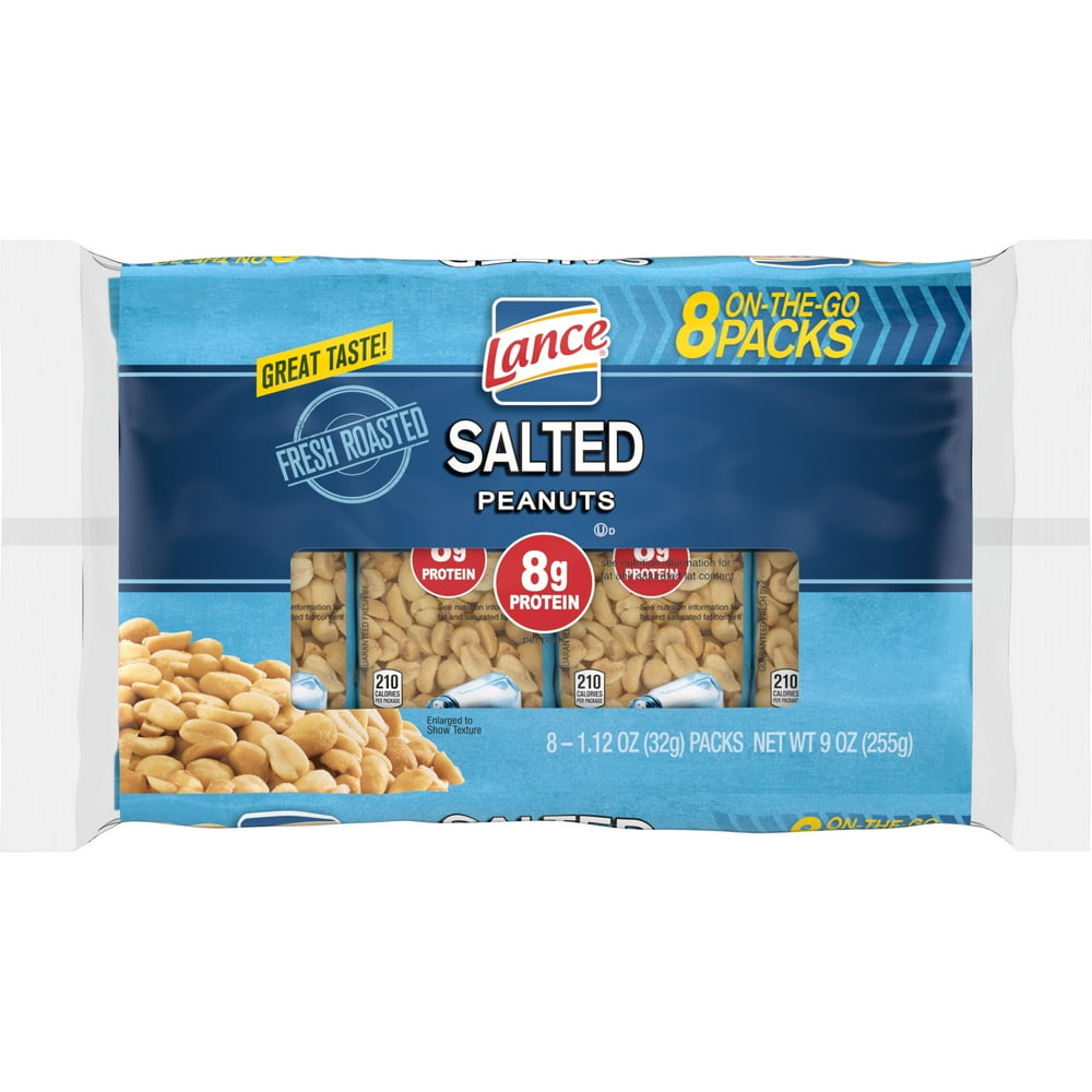 Lance Salted Peanuts, 8 Ct. Pack of Snack Bags, 1.12 oz Each Walmart
