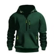 thumbnail image 2 of GrmtClth Hoodie Men Half Zip Sweatshirt Vintage Long Sleeve Pullover Fall Winter Sports Drawstring Hooded Outerwear with Pockets Dark Green XXL, 2 of 3