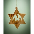 thumbnail image 2 of Earthwood 166712 3 in. Olive Wood Star or David Solid with Nativity Ornament, 2 of 4