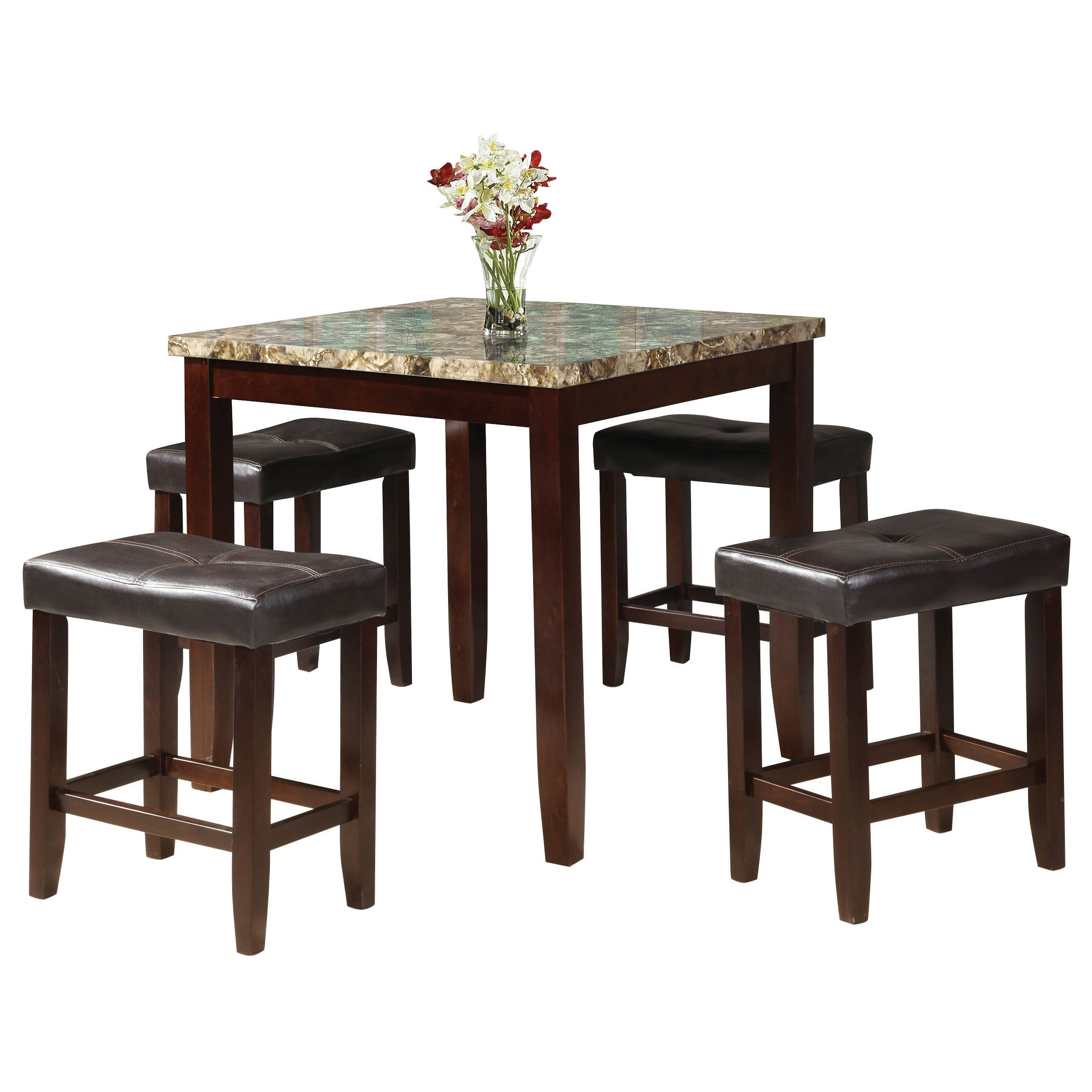 Details About Acme Rolle 5 Piece Counter Height Dining Set Faux Marble And Espresso Finish N Details About Acme Rolle 5 Piece Counter Height Dining Set Faux Marble And Espresso Finish N