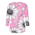 thumbnail image 4 of CYMMPU 3/4 Sleeve Button up Crew Neck Blouses for Women Dressy Casual Spring Tunic Tops Floral Pattern Loose Fit Fall Fashion Shirts Plus Size Blouse Pink XXL, 4 of 7