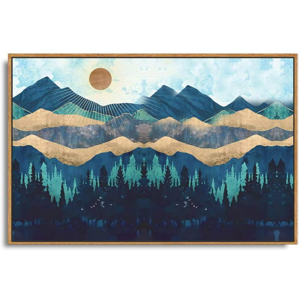 Wall26 Framed Abstract Mountain Canvas Prints Wall Art Nature Scenery Home Artwork Decoration for Room, Bedroom - 16x24 inches - Walmart.com