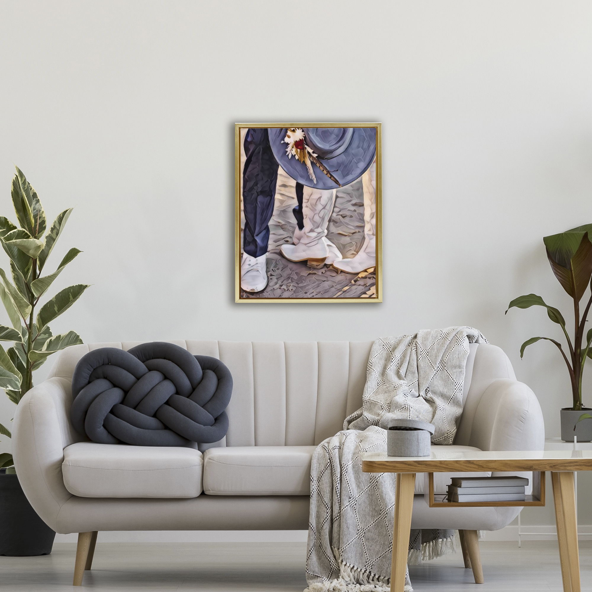 Elope In The Desert Gold Framed Floater Canvas Wall Art, design by Jesse Keith