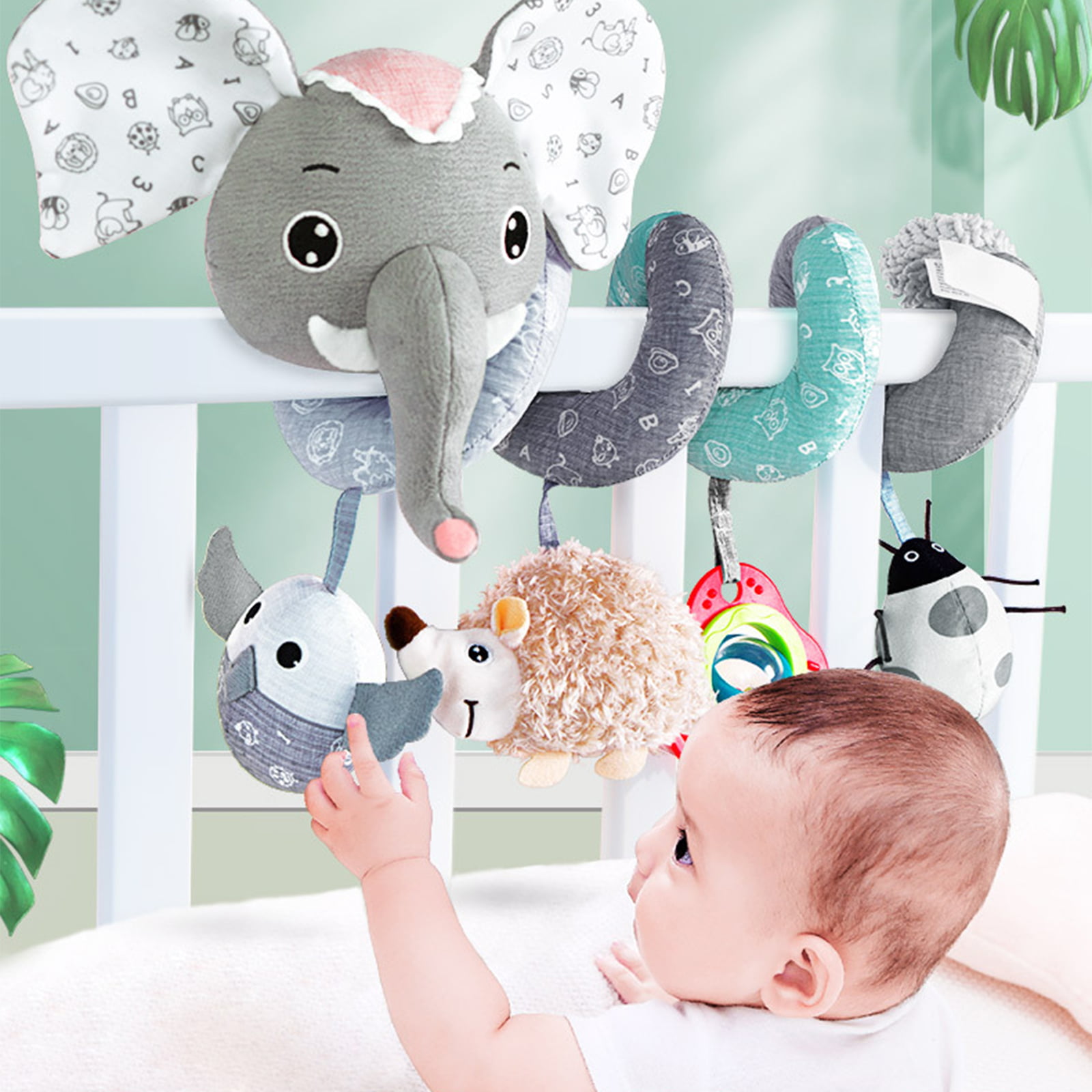 Baby Elephant Bed Stroller Rattle Plush Mobile Toy Kids Ring Bell Crib Doll S 