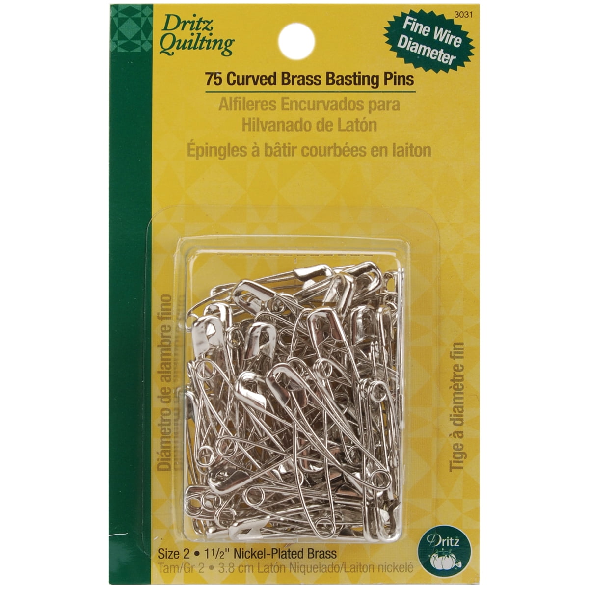 Dritz Quilting Brass Curved Basting PinsSize 2 75/Pkg Walmart Canada