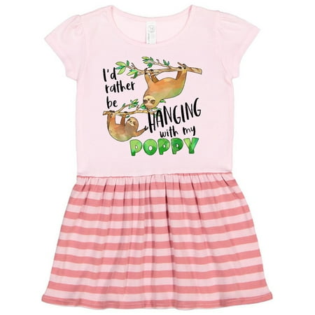 

Inktastic Id Rather Be Hanging with my Poppy- Cute Sloths Gift Toddler Girl Dress