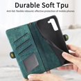 thumbnail image 6 of Dteck Zipper Wallet Pocket Case for Samsung Galalxy S23 FE, Shockproof with Card Holders for Women Men Premium PU Leather Embossed Patterned Flip Folio Stand Wristlet TPU Inner Shell Phone Case, Green, 6 of 11