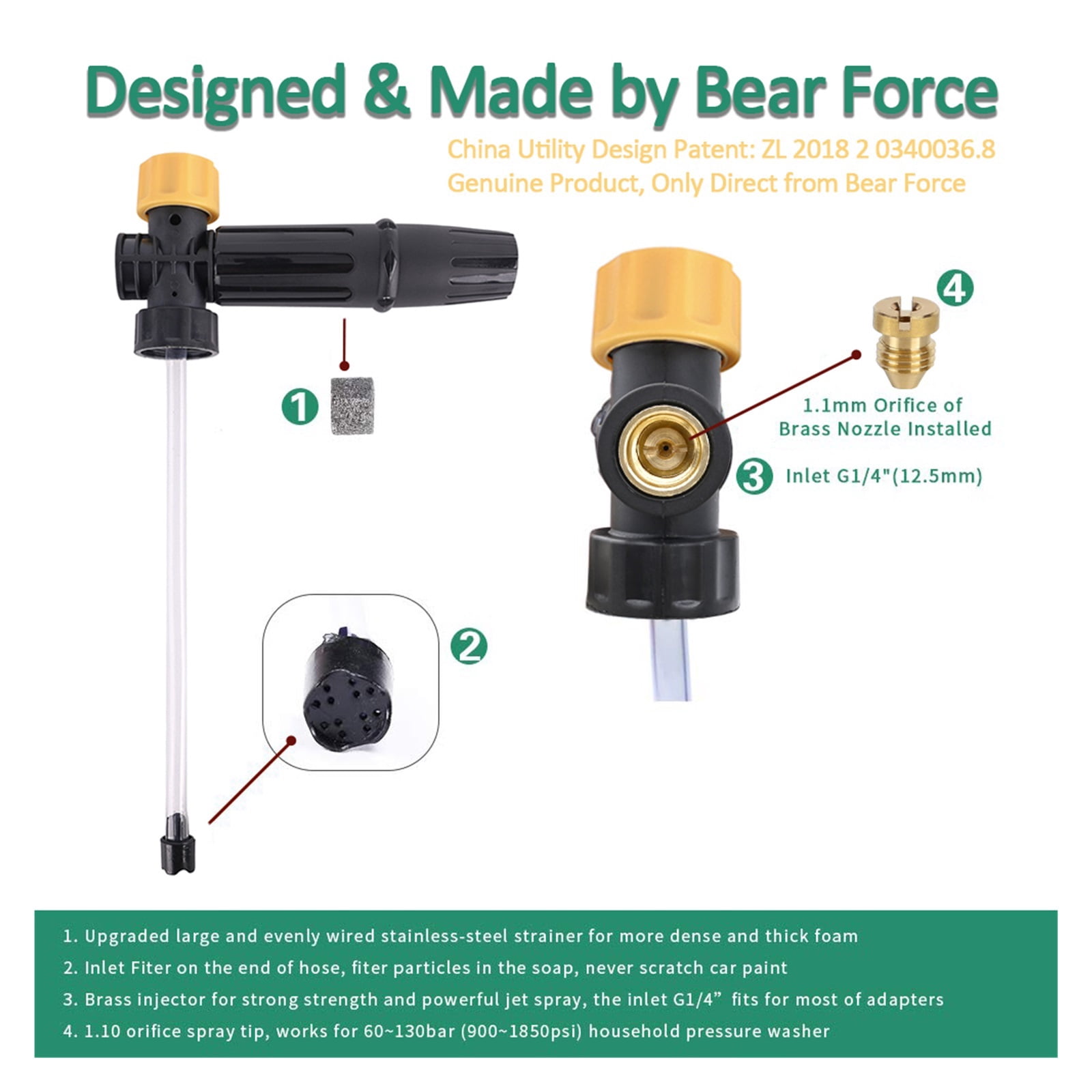 Pressure Washer Snow Foam Lance Foam Nozzle Foam Cannon Soap Gun For High Pressure Cleaner