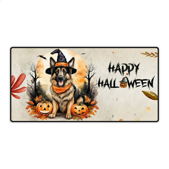 Happy Halloween German Shepherd Witches Hat Pumpkin Carving Desk Mat Full Keyboard Mouse Pad Alsatian Dog Lover Gifts Large Mousepad - 02019