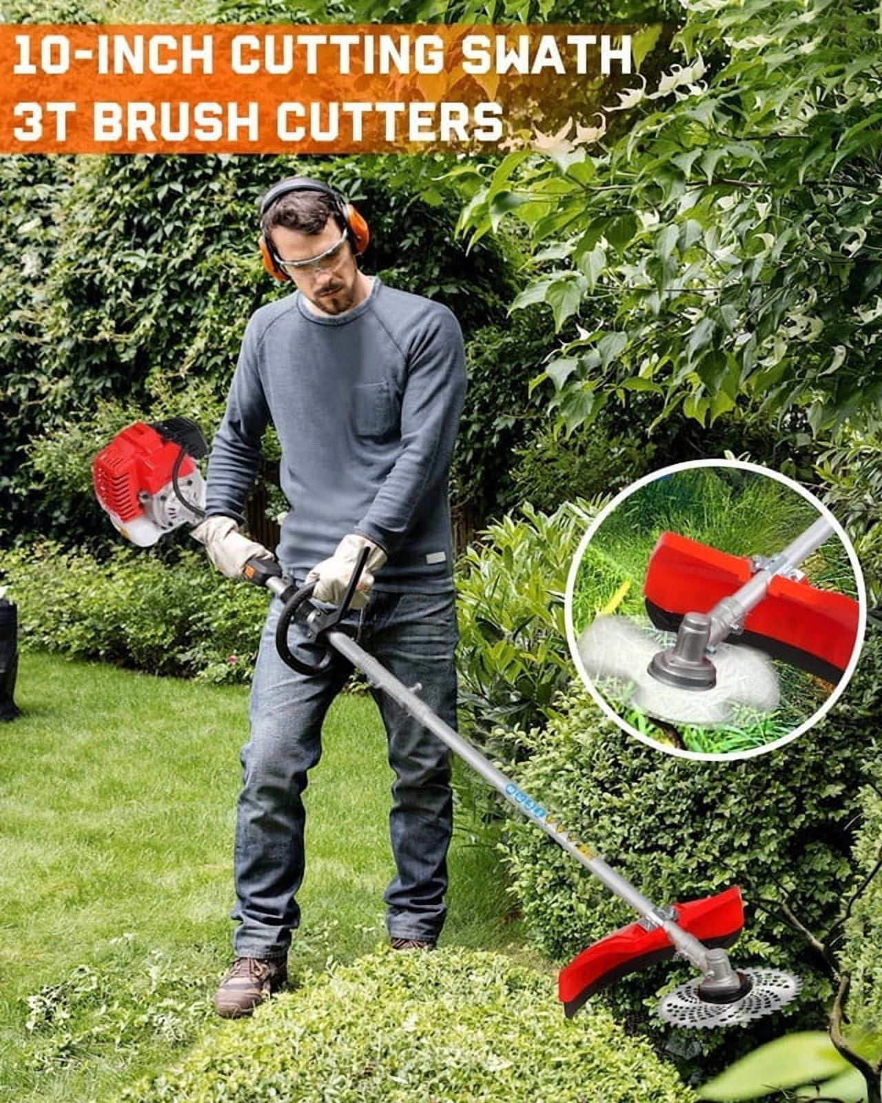 5 in 1 Gas Weed Eater, 52cc 2-Cycle Grass Trimmer & Hedge Trimmer, Brush Cutter, Weed Wacker Gas Powe, Pole Saw with Extension Pole, String Trimmer for Home, Garden, Lawn Care