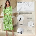 thumbnail image 6 of Yuyamidu St. Patrick's Day Robes for Women Sexy Plus Size M Music Note Mid-Calf Length Bathrobe Casual Crewneck House Kimono Robe Green Leaf Long Sleeve Nightgown with Pockets, 6 of 7