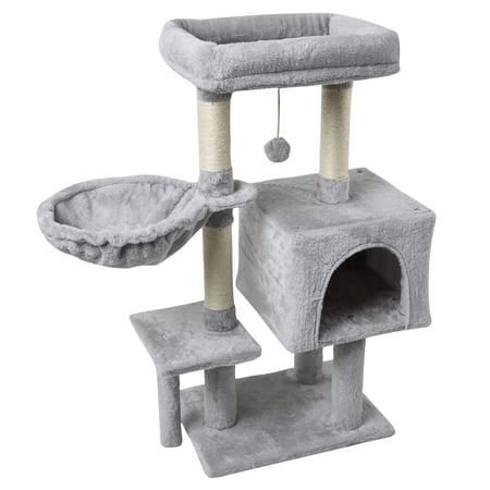 Cat Tree Tower, 35 inch Kitten Activity Center with Padded Plush Perches, Scratching Posts, Jump Platform - CA09H