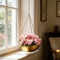 thumbnail image 5 of Metal Hanging Planters with Chains Black and Gold Modern Bowl Shaped Flower Pots for Indoor Outdoor Balcony Patio Garden Home Decor, 5 of 9