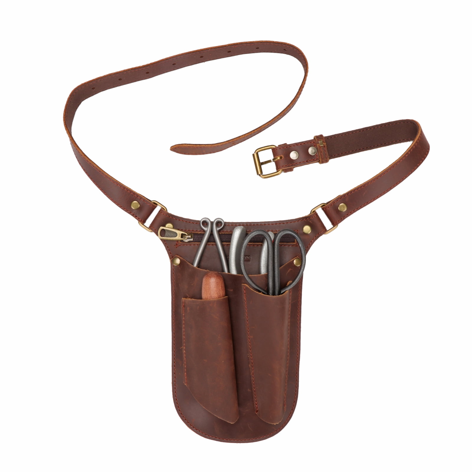 Tourbon Leather Gardener Carry Pouch Florists Tool Belt Bag for Carpenter with 4 Pockets
