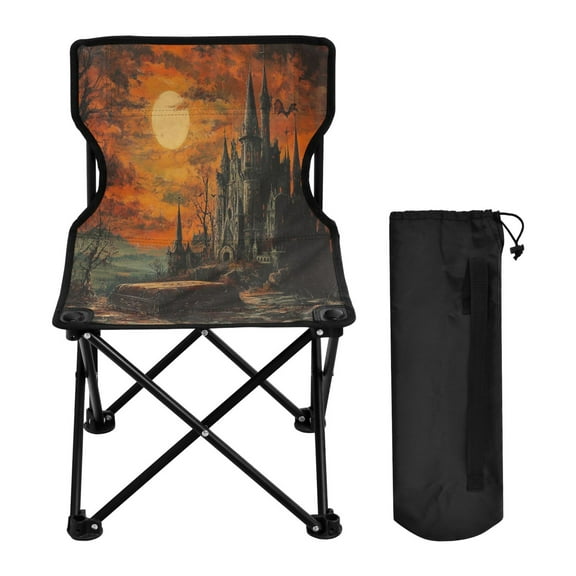 WOBOGO The Coffin Of The Vampire Count Camping Chair Convenient Four Corner Backrest Folding Stool Can Hold Up to 220lbs