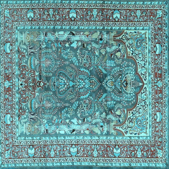 Ahgly Company Indoor Square Persian Light Blue Traditional Area Rugs, 4' Square