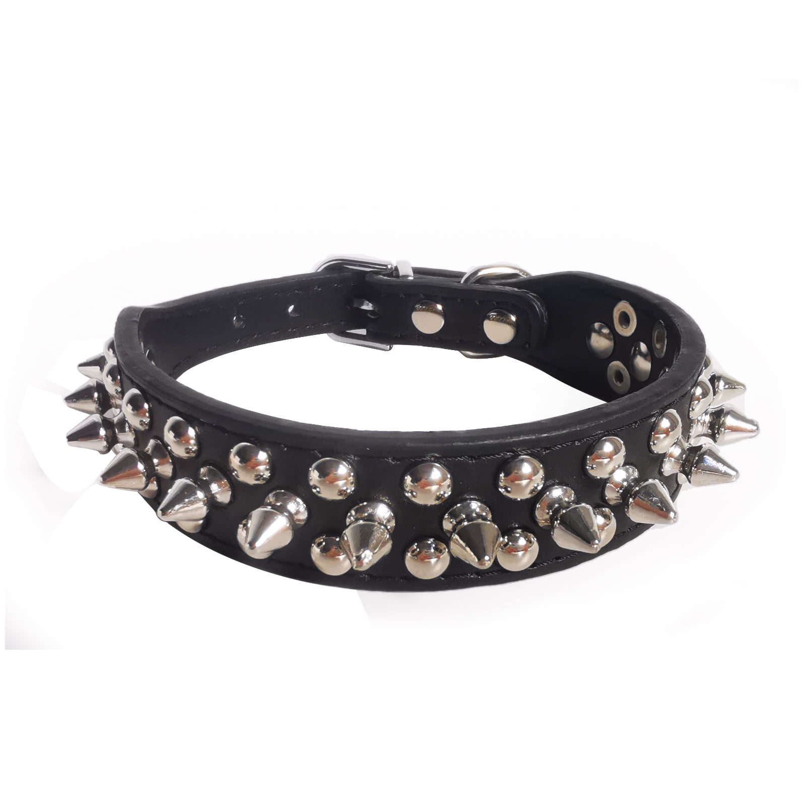Percen Spiked Dog Collar, Adjustable PU Leather