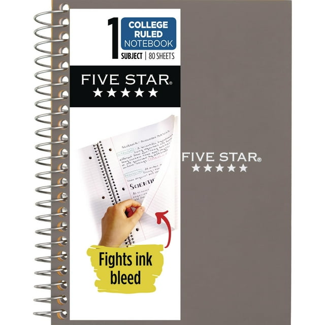 Cuaderno Mead Five Star Encadernado con Espiral, 1 Materia, 19x14 cm, 80 Hojas