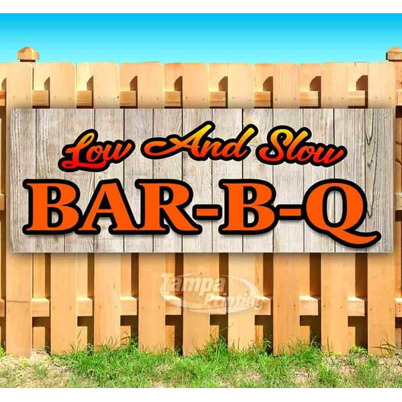 Low & Slow BBQ 13 oz Vinyl Banner With Metal Grommets