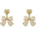 thumbnail image 5 of Gold Rhinestone Bow Dangle Earring for Women Black White Crystal Rhinestone Heart Bowknot Earings Wreath Flower Peal Bowknot Stud Earring Trendy Christmas Jewelry Gifts, 5 of 14