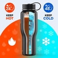thumbnail image 6 of BUZIO 40oz Tumbler with Handle Straw Lid and Flex Lid, 40 oz Insulated Water Bottle Fits in Car Cup Holder, Double Wall Stainless Steel Travel Flask, Black, 6 of 10