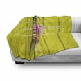 thumbnail image 3 of Live Laugh Love Soft Flannel Fleece Blanket, Tropical Pineapple Fruit with Sunglasses on Yellow Wood Board Joyful Print, Cozy Plush for Indoor and Outdoor Use, 70" x 90", Multicolor, by Ambesonne, 3 of 6