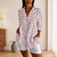thumbnail image 2 of QASIEATN Button Down Shirts for Women 3/4 Sleeve Linen Cotton V Neck Tops Casual Loose Work Blouses, 2 of 5
