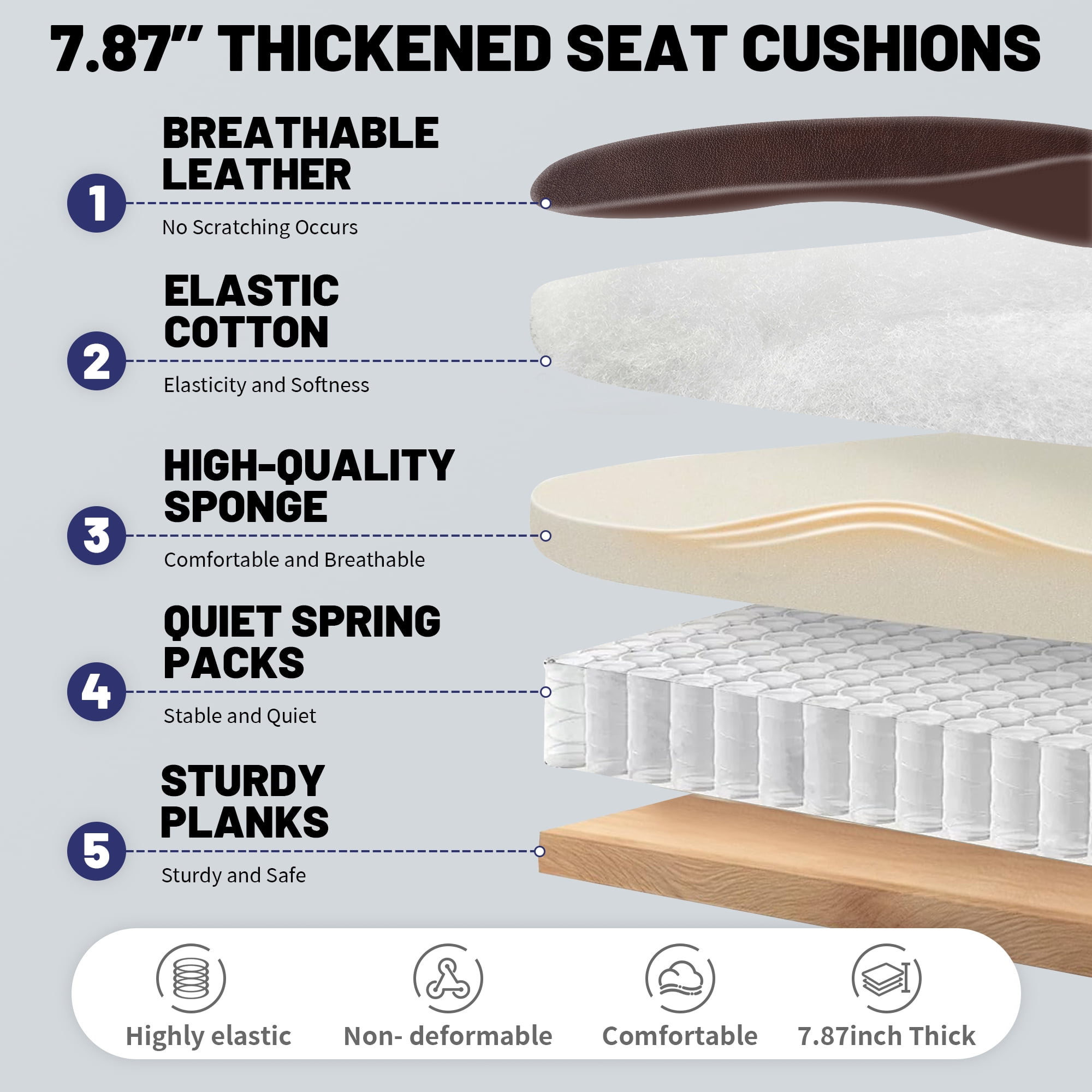 Qusaphy Big & Tall Office Chair 800LBS Heavy Duty - Ergonomic PU Leather Chair with 5D Armrests, 90°-120° Recline, Silent Wheels