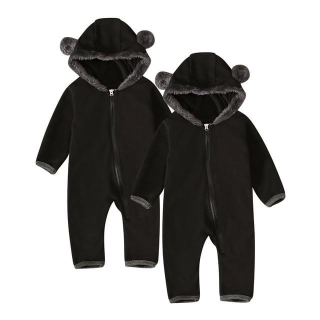 tarylea 2pc Newborn Baby Clothes Footie Romper Full Zipper Color Blocked Bodysuit Long Sleeve Crawling Outfit Warm Winter Jumpsuit